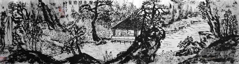 兰亭修契图（仿文征明），25cm×100cm，2010年