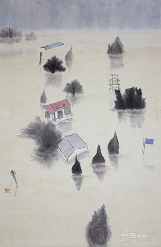王牧羽《突围之一》  45·70  纸本水墨  2012年_看图王