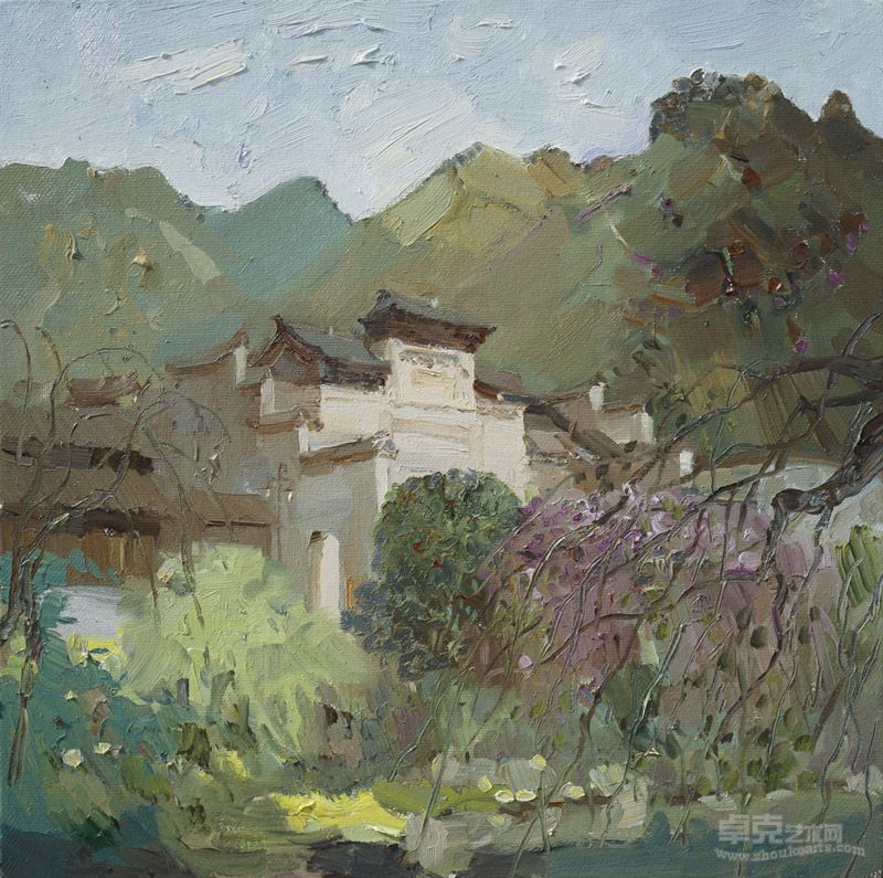 张志强《祠堂》50x50