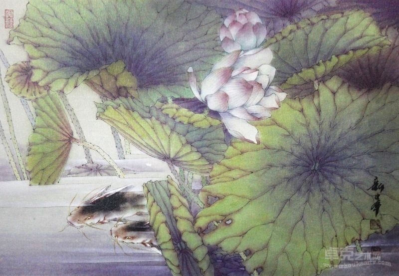 荷花与鱼 姚新峰