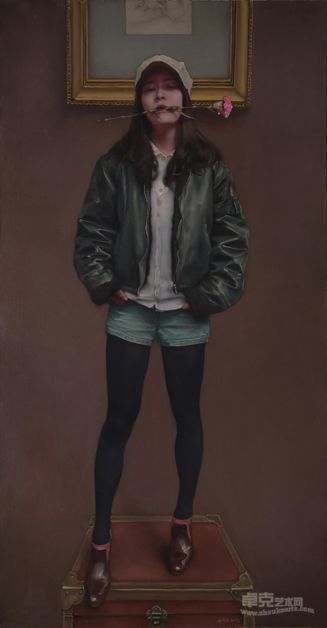 含花的女孩之二创作年代：2013规格：190×100cm