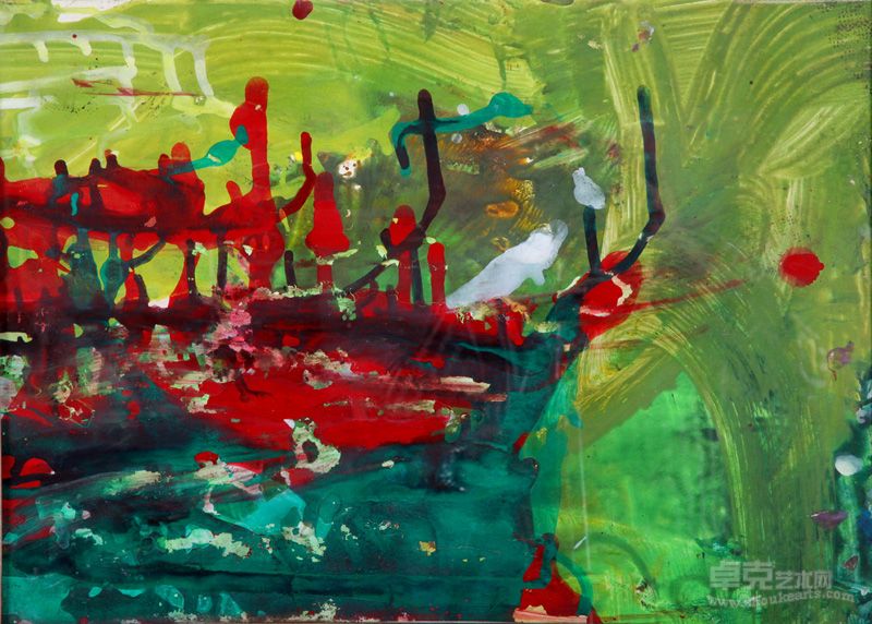 LQP-040 无题 纸面泼彩 39X55cm 1990年代
