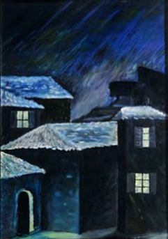 形与神 古比奥小镇的屋顶（2） 油画 72×52 1965