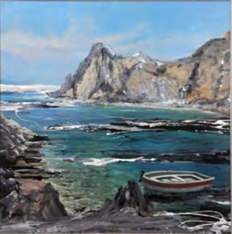 形与神 无名小港湾（17）釉彩画和油画混合 80×80 1996