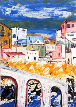 形与神 海边小镇（48）釉彩画 135,5×95 2008