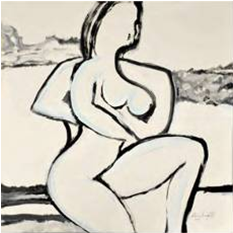 形与神 相遇（25）釉彩画 100×100 2009