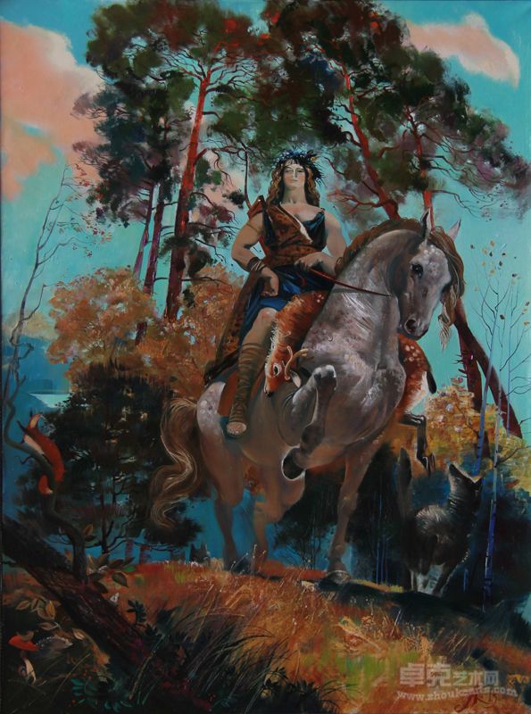 亚历山大• 克里沃诺斯 带着猎物归来的季安娜 布面油画 120cm×90cm 2013年