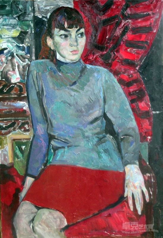 阿列克谢·索科洛夫 姑娘的肖像 布面油画 108cm×75cm 1967年