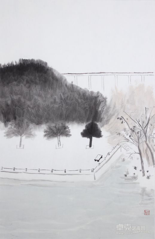 王牧羽《边城·之九》 45·70  纸本水墨  2012年