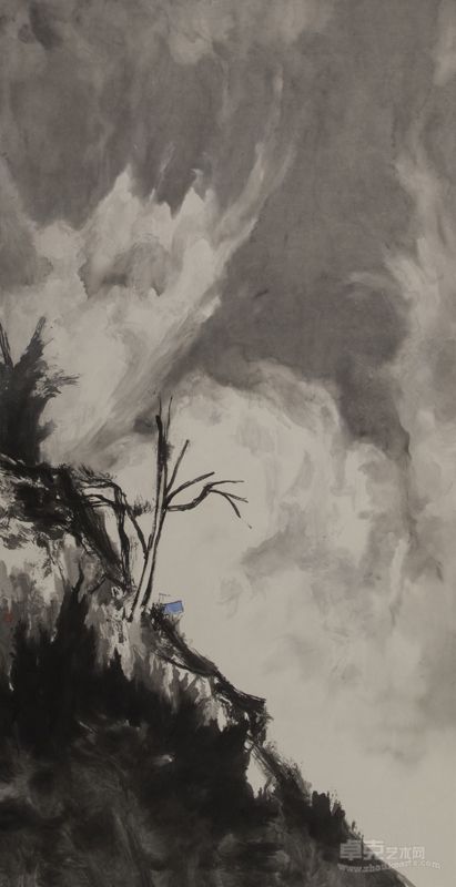 王牧羽《云图之三》 70×136  纸本水墨  2013年