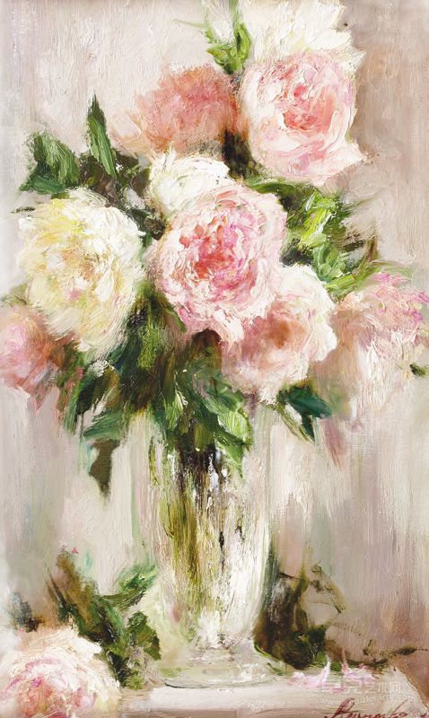 白色牡丹  维诺格拉多娃•安娜80x50cm 布面油画  2011