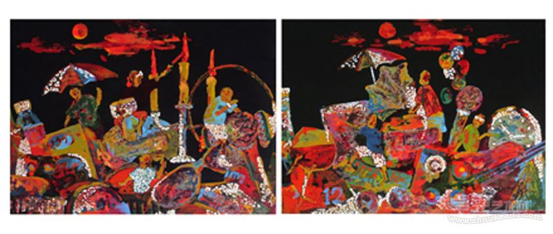 范少辉 《寂寞独笑〉（60cm×50cm×2）2009年