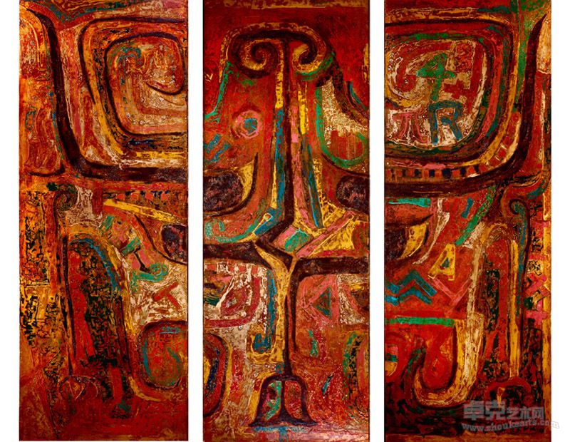 方兆华 文明的印迹  160×180cm 大漆 、铝箔 、碳粉 2012