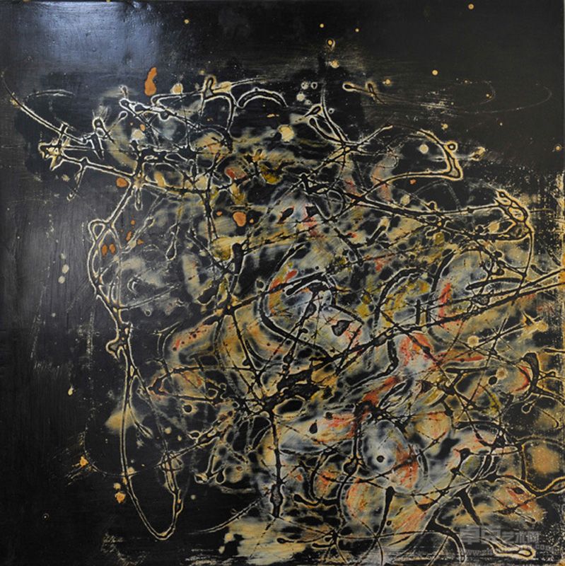 郭晓东 漆画《激流》60-60cm