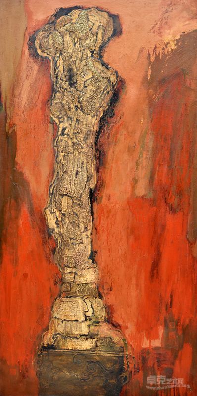 刘善林《中国石》大漆及辅助材料 90X180cm 2010-2011