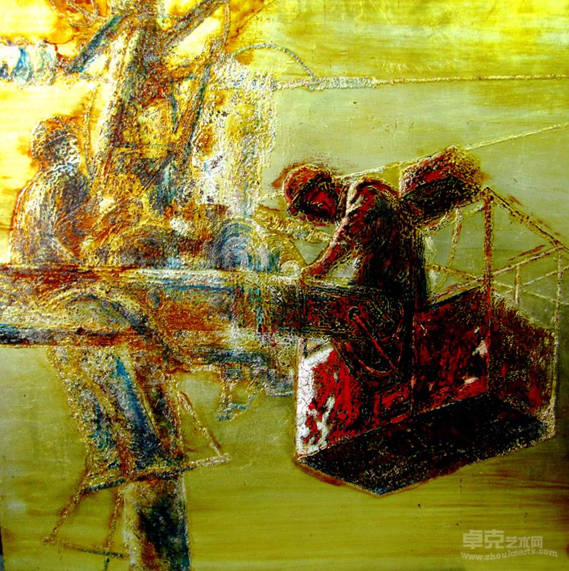 马兵林 建设者之二（大漆）2013年创作120CMX120CM