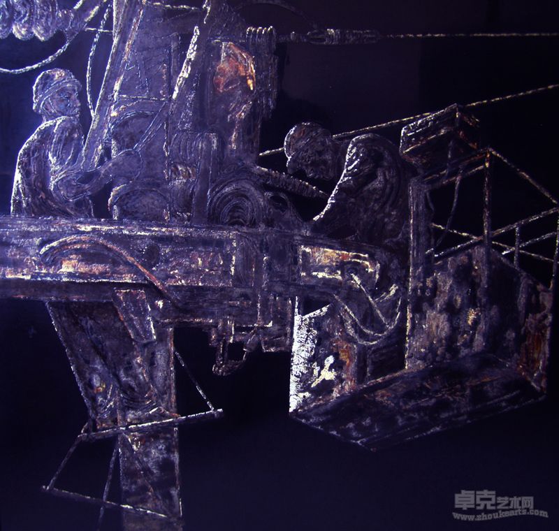 马兵林 建设者之一（大漆）2012年创作120CMX120CM