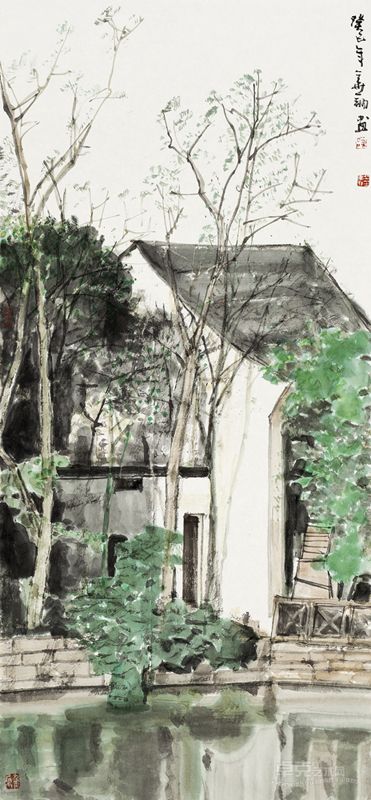水乡记忆之二  96×46cm  纸本设色 2013