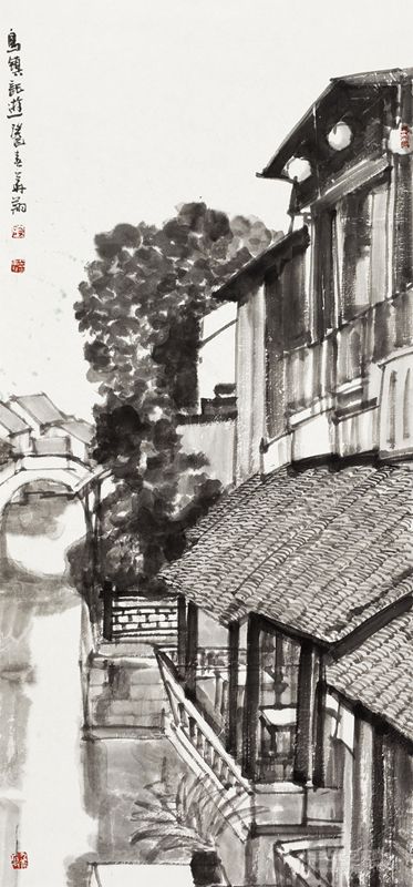 水乡记忆之三  96×46cm  纸本设色 2013
