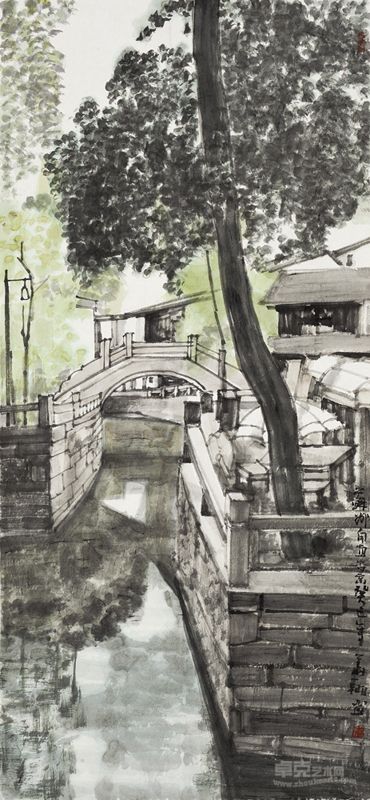 水乡记忆之一  96×46cm  纸本设色 2013