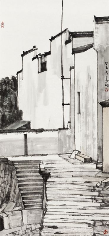 皖南写生之三  96×46cm  纸本设色 2013