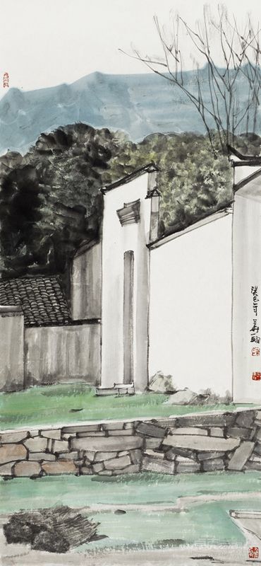 皖南写生之一  96×46cm  纸本设色 2013