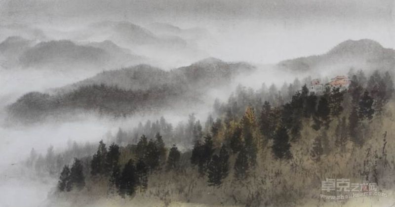 《埔里瑞烟》, 纸本设色, 35X68cm, 2014