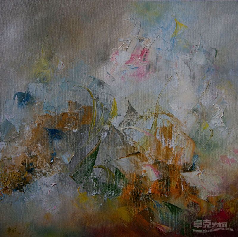春卉 空山新雨 40X40CM