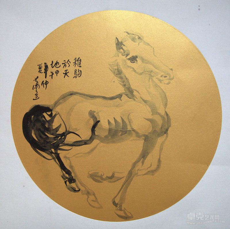 萧立 稚驹图38X38CM