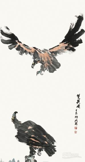 双英图 136x68cm