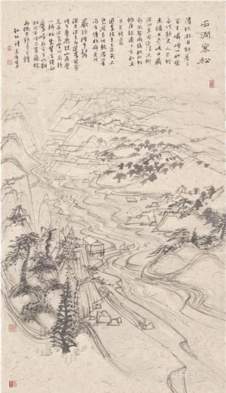 《石涧寒松》  常进