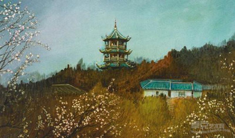 《无锡梅园》纸本水彩   殷保康 38×56.5cm 2009年