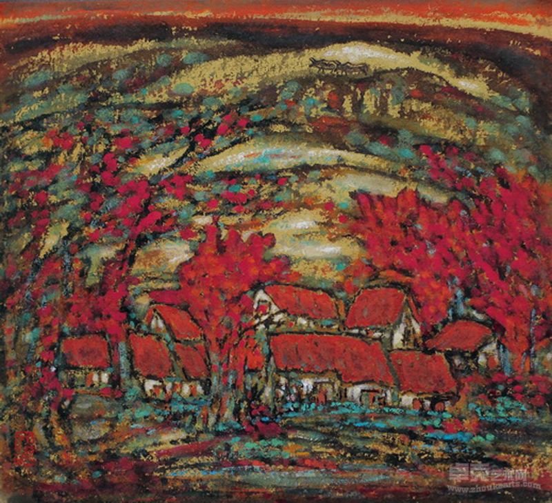 山里的秋天38x40cm纸本彩墨