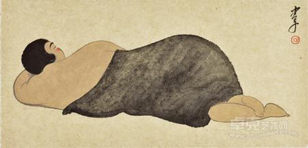 钱忠平，《卧1》，76x36cm，约2.5平尺，镜心，2014