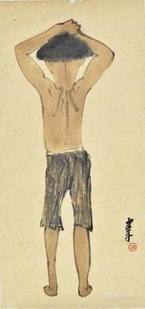 钱忠平，《少年背影》,76x36cm,约2.5平尺,镜心,2012