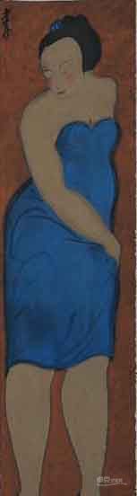 《蓝裙》  钱忠平 145x37.5cm 2014
