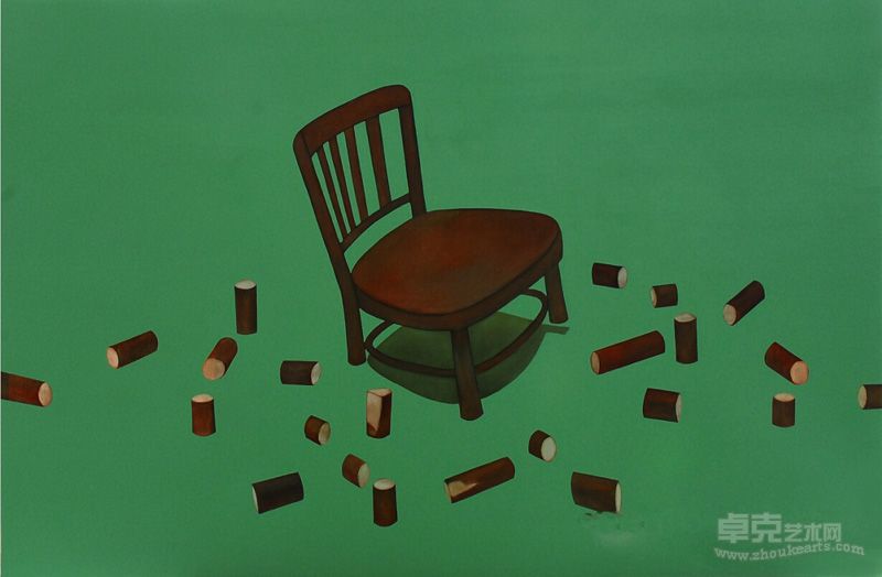 刘艳 一把怎么也修不齐整的椅子 120X180cm 布面丙烯、油彩 2012年（铜奖作品）
