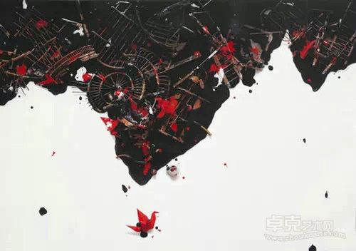 李海华 《笼与鹤 · 黑白》 120cmX170cm 2014年