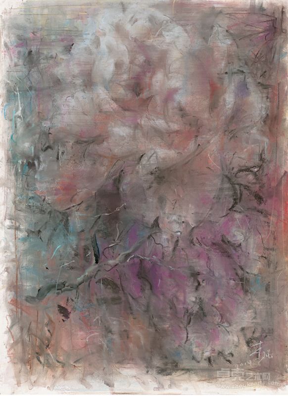 李强  牡丹2014no.1  75*55cm   色粉 2014