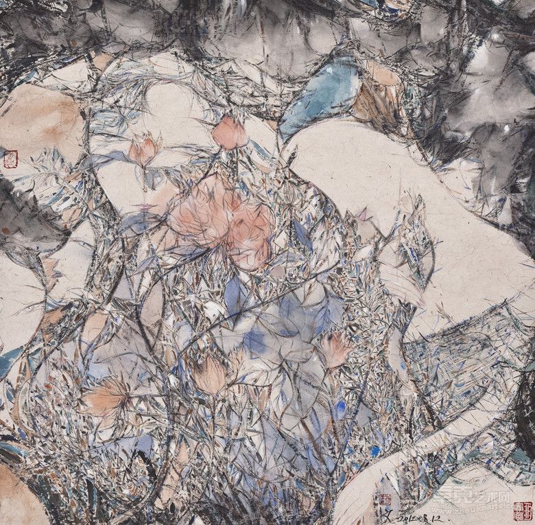 谜花隐匿 69×69cm  纸本 2012年
