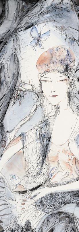 无端青幽系列之一  138×35cm 纸本 2013年