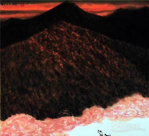 《神山圣水篇·晨光映圣山》  邱汉桥 40×40cm 2012