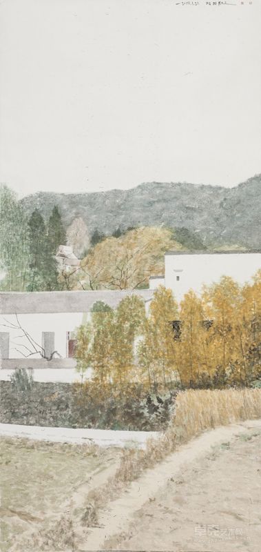 塔山此时叶已黄4，纸本设色，251×118cm，201