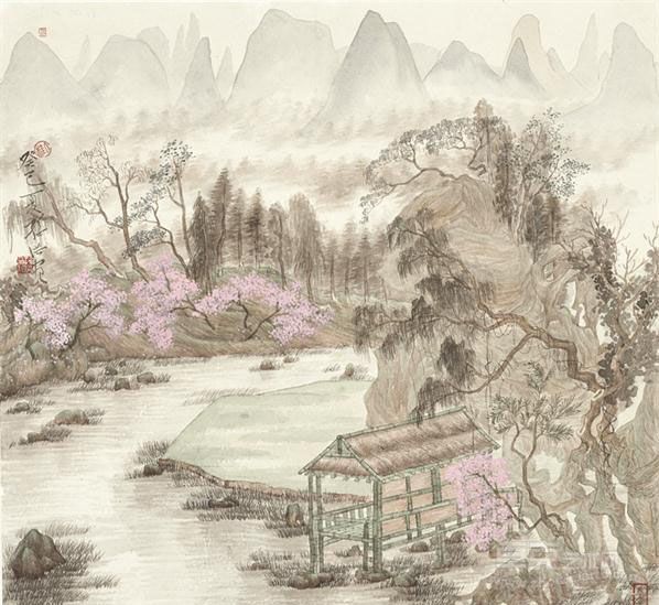 《山水》   孙洪 51×51CM 2014年