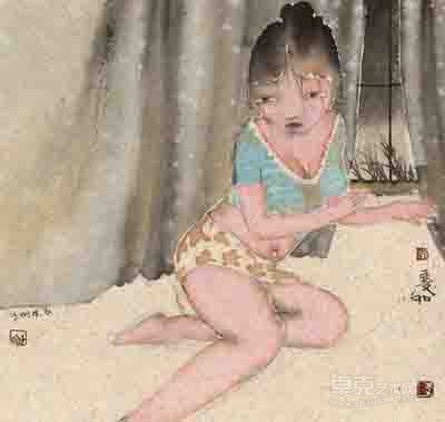 帷幔  纸本水墨 34×34cm 2014年