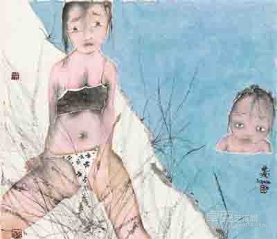 碧浪  纸本水墨 34×34cm 2014年