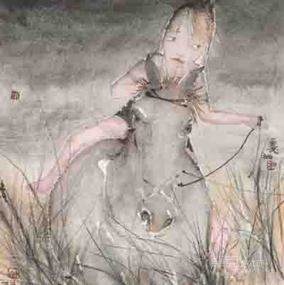 疆场  纸本水墨 34×34cm  2014年