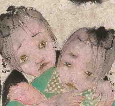 成双  纸本水墨  34×34cm 2014年