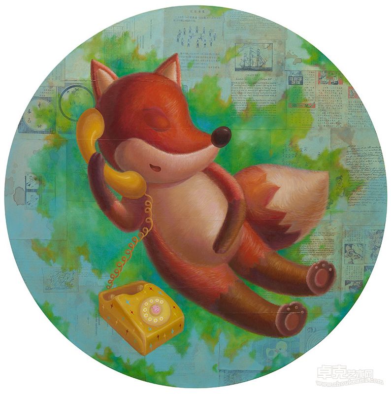 猪球电话Piggy Phone, 80cm, oil & mixed media on canvas, 2012