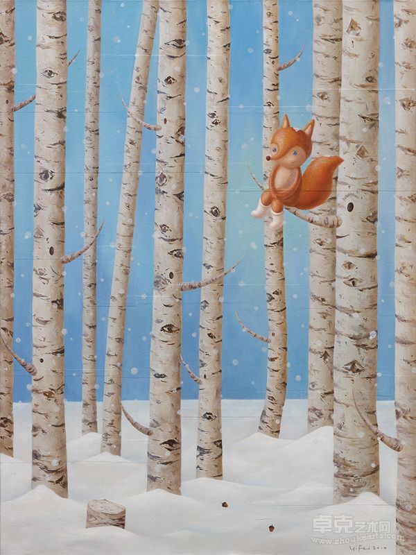 守望者,80x60cm,oil & collage on canvas,2014